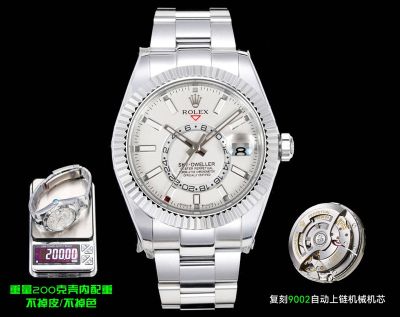 AR Factory Rolex Sky-Dweller 42mm 9002 Movement White Face White Gold Oyster Band Watch
